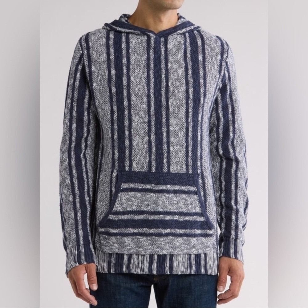 Lucky Brand Men's Striped Pullover Hoodie Baja Style Size M NWT